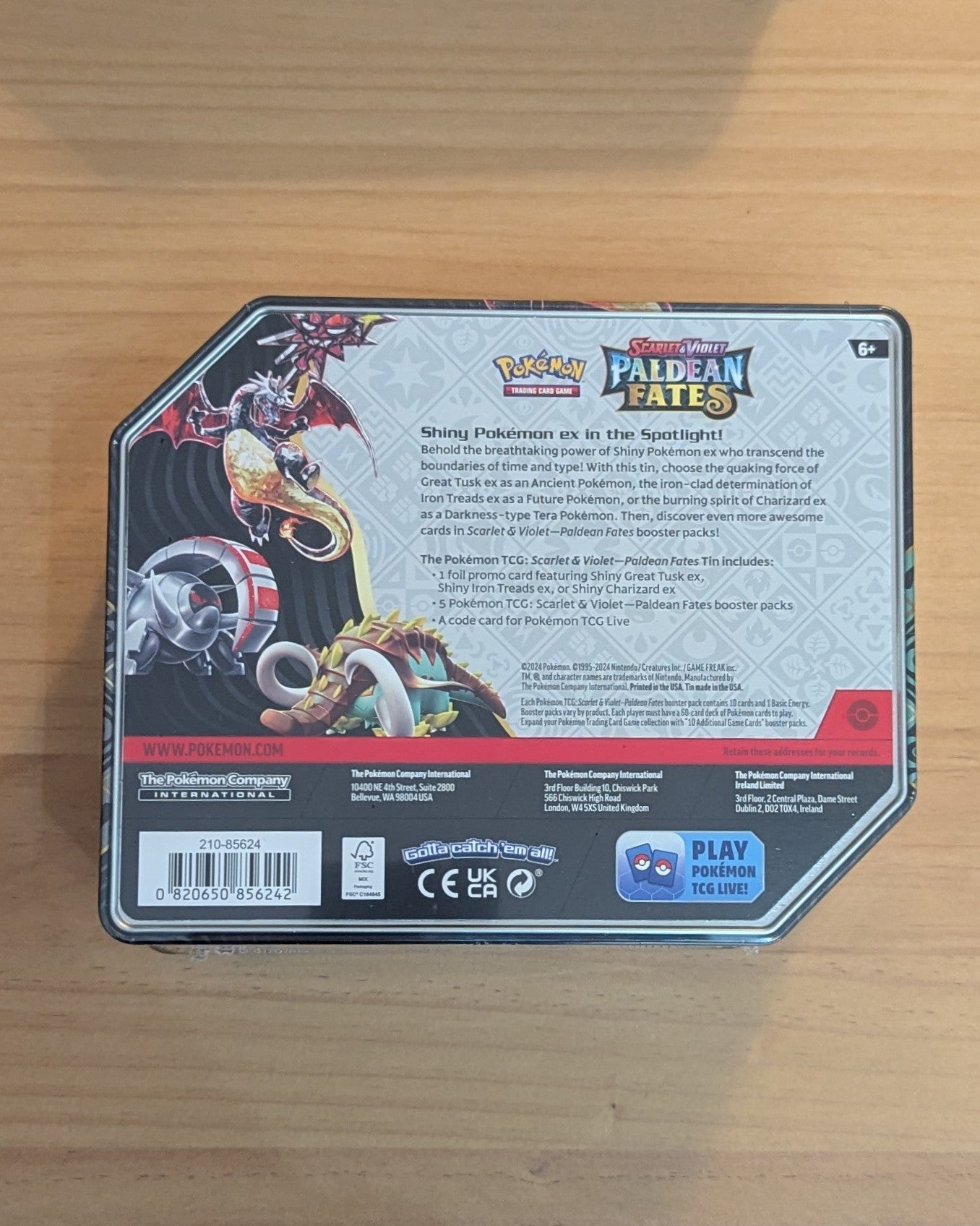 Pokemon TCG: Paldean Fates Large Tin (Shiny Charizard ex) - Contains 5 Packs