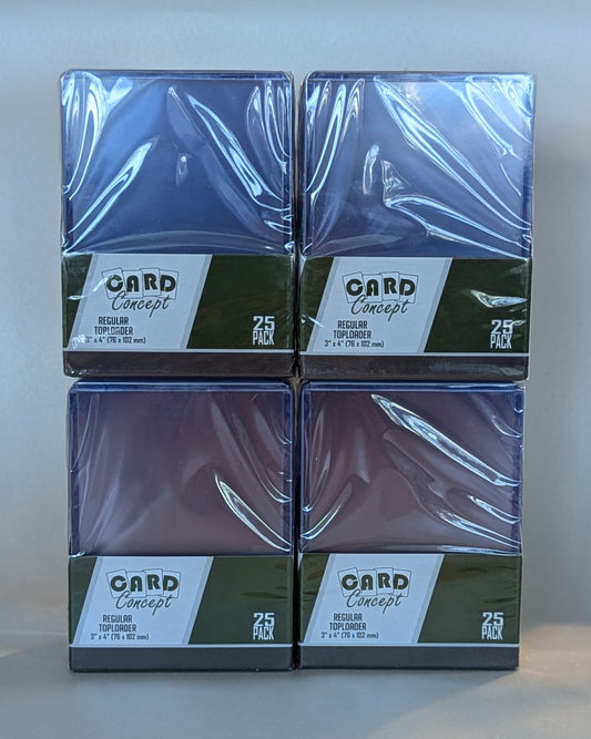 100 x Card Concept Top Loaders Hard Sleeves - 3" x 4" Regular Toploaders